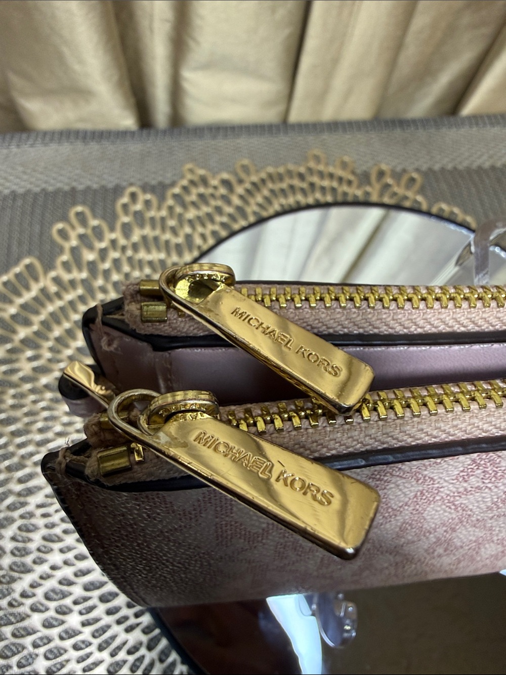 Michael Kors Blush Pink Signature Double Zip Wallet - Picture 5 of 11